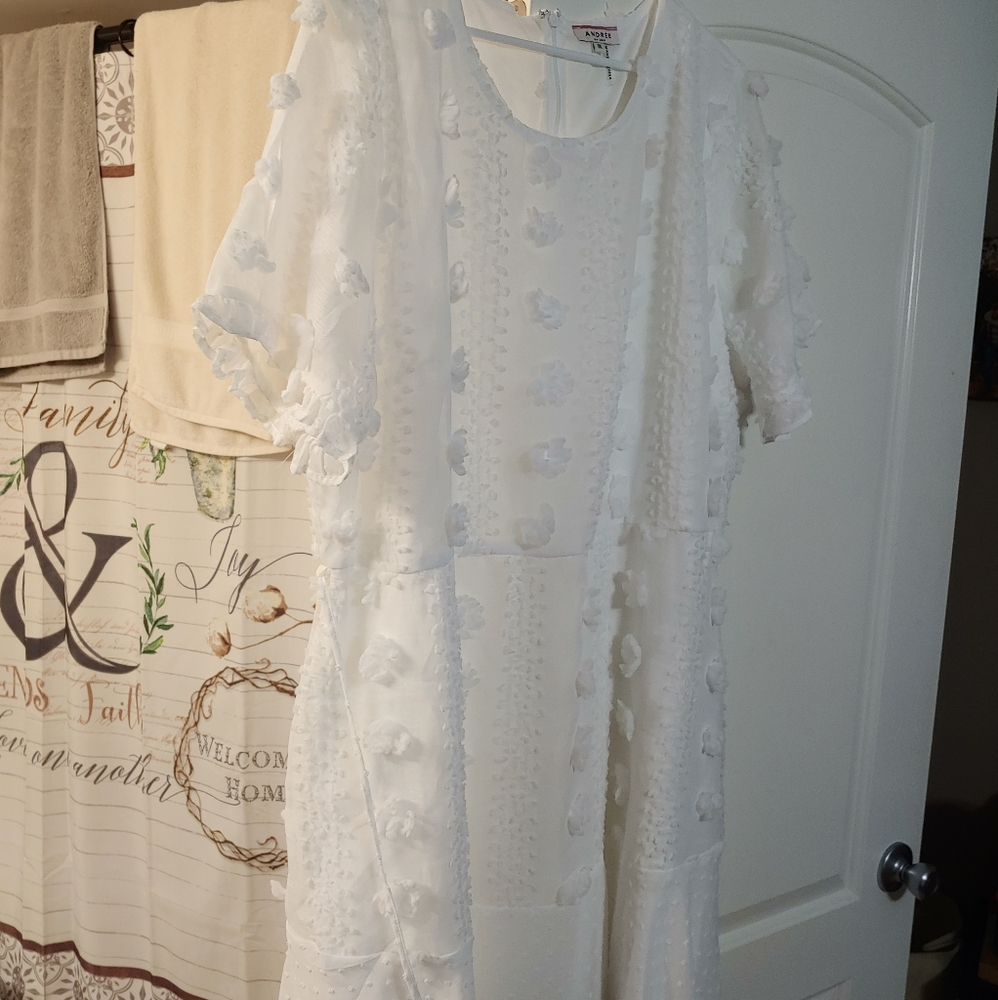 White pom pom dress